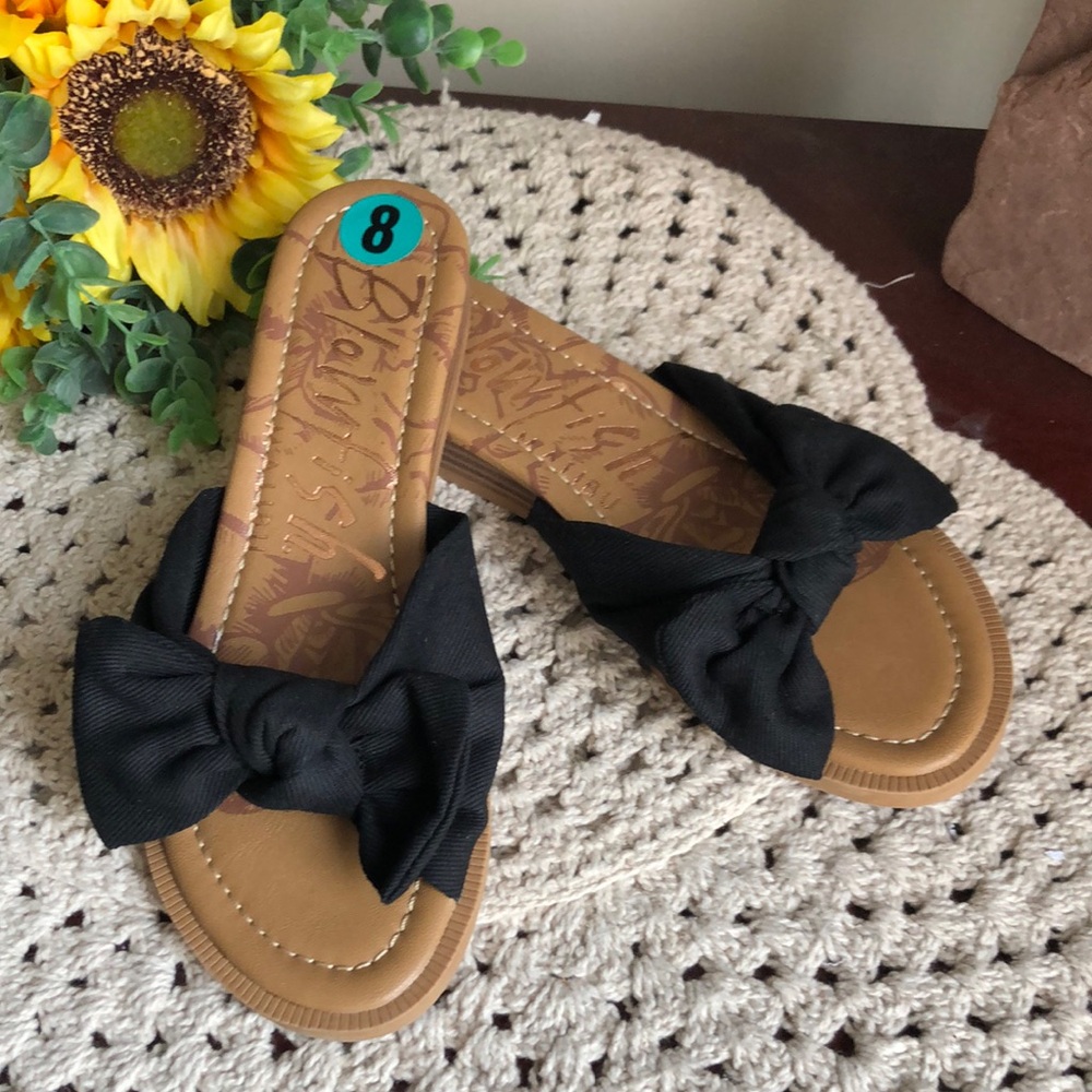 Blowfish Black Bow Slide Sandals for Women - Size 8